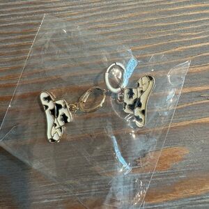 Cowboy Hat Earrings cow print  in Gold and Black